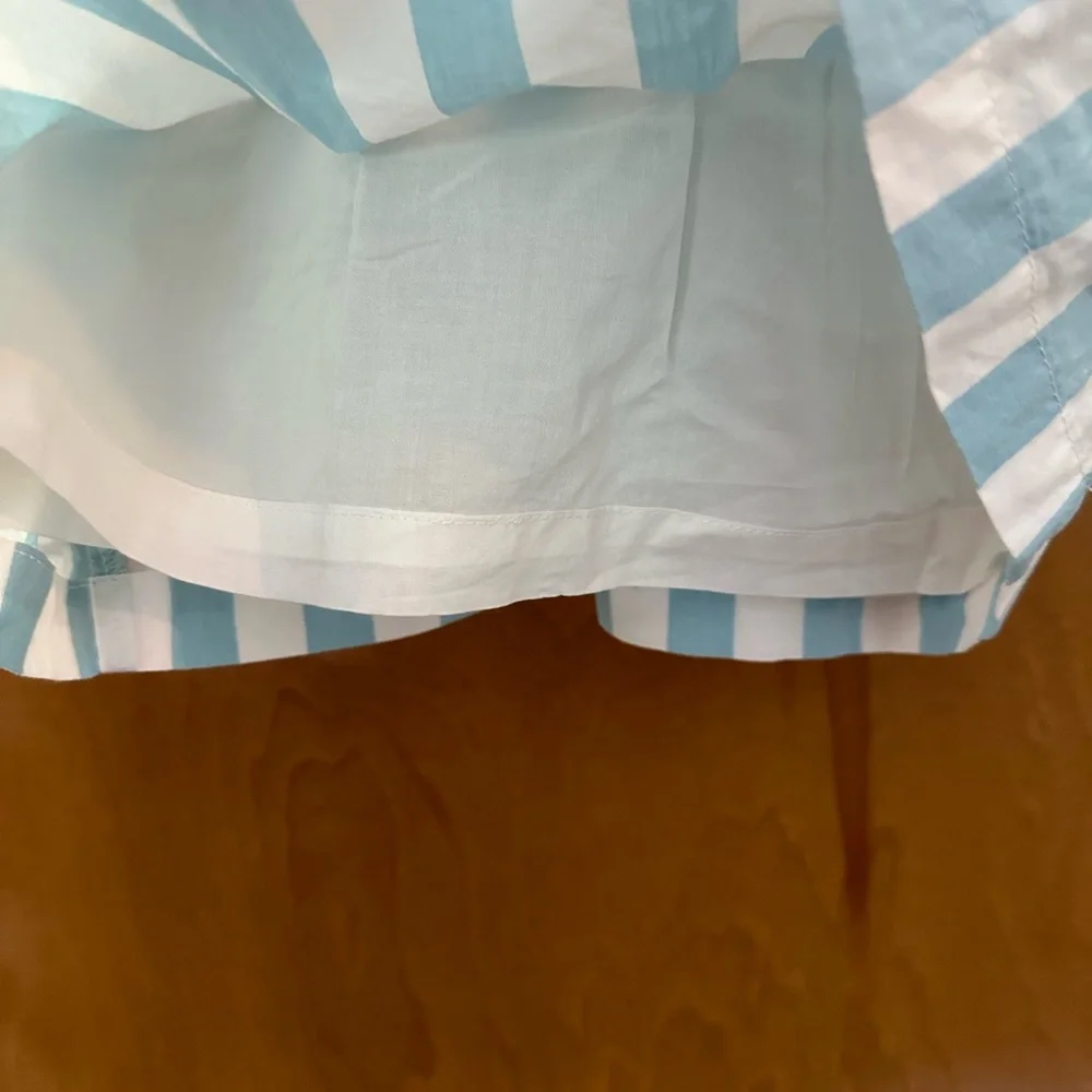 Baby Girl 2 piece blue and white stripped ruffle tank dress with bloomers